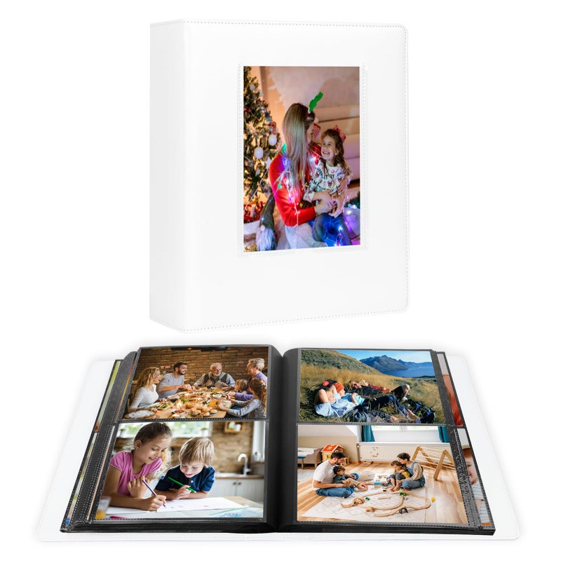 Aevdor 272 Pockets 5x7 Photo Album Holds 272 Photos Extra Large Capacity Leather Cover Photo Album 5x7 for Family Wedding Baby Birthday Christmas Anniversary Pictures 5 x 7 Photo Book White