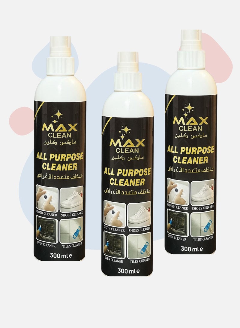 MAX CLEAN All Purpose Cleaner Spray – Multi-Surface Cleaning 3x300ml - Image 1