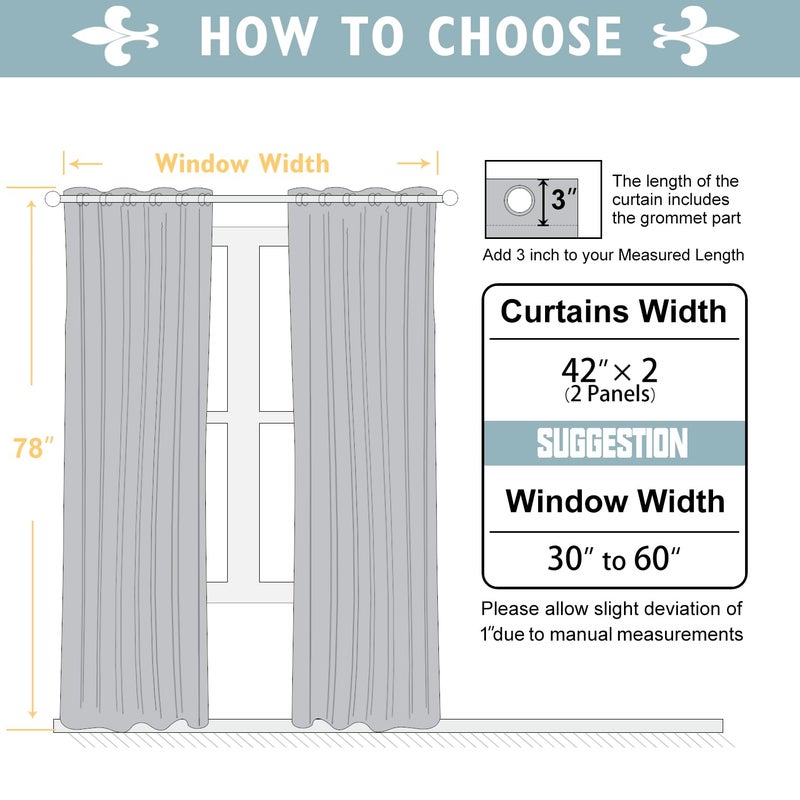 ChrisDowa Blackout Curtains 78 inches Long for Bedroom - 2 Panels Set Grommet Thermal Insulated Room Darkening Curtains for Living Room (Grey  42 x 78 Inch) - Image 5