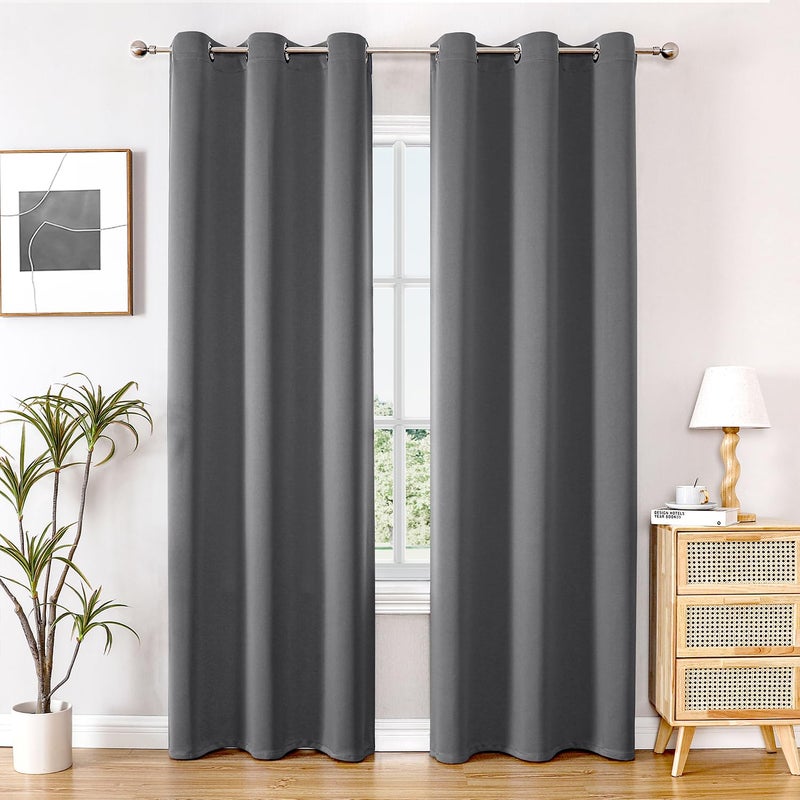 ChrisDowa Blackout Curtains 78 inches Long for Bedroom - 2 Panels Set Grommet Thermal Insulated Room Darkening Curtains for Living Room (Grey  42 x 78 Inch) - Image 1
