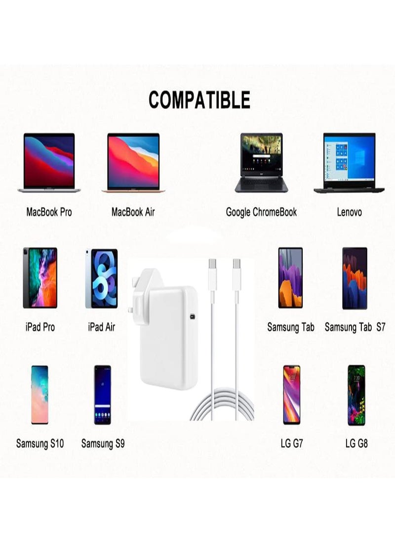 XICEN شاحن USB C Mac Book Pro بقوة 96 واط، محول طاقة شاحن Mac سريع الشحن متوافق مع MacBook Pro 16/15/14/13 بوصة وMacBook Air 13 بوصة، محول شحن لأجهزة الكمبيوتر المحمول/الكمبيوتر اللوحي/الهاتف الذكي مع منفذ USB C  - Image 3