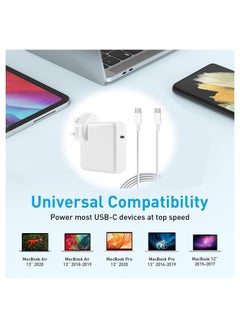 XICEN شاحن USB C Mac Book Pro بقوة 96 واط، محول طاقة شاحن Mac سريع الشحن متوافق مع MacBook Pro 16/15/14/13 بوصة وMacBook Air 13 بوصة، محول شحن لأجهزة الكمبيوتر المحمول/الكمبيوتر اللوحي/الهاتف الذكي مع منفذ USB C  - Image 5
