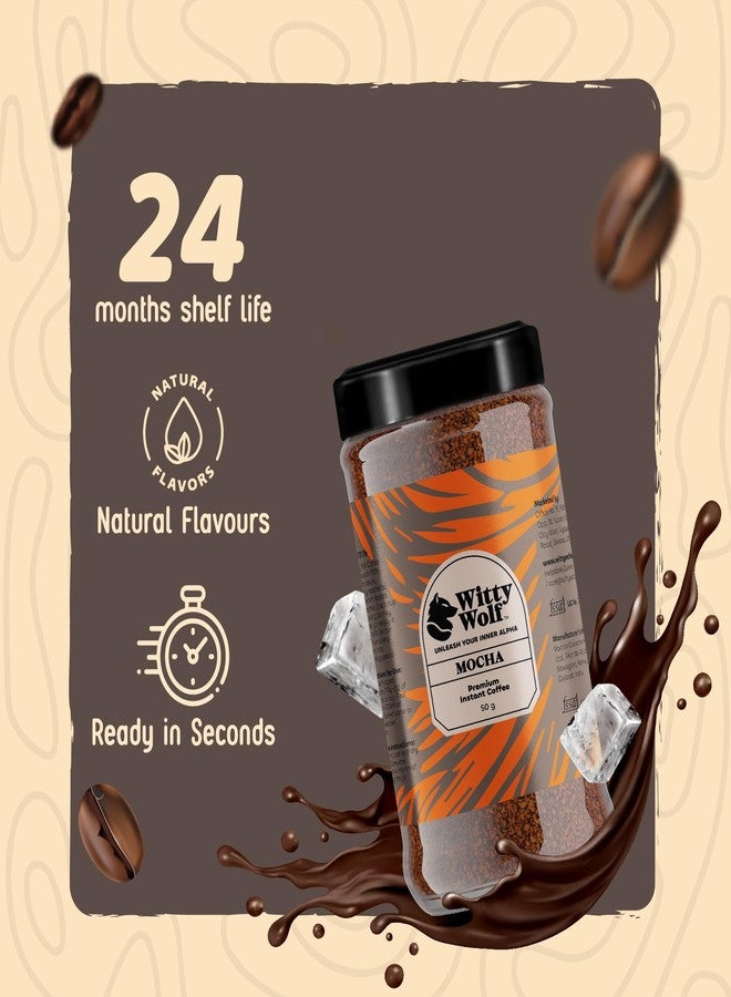 Witty Wolf Premium Mocha Instant Flavored Coffee Combo (50gm + 50gm) | Espresso, Latte & Cappuccino | Hot & Cold Coffee (Pack of 2) - Image 4