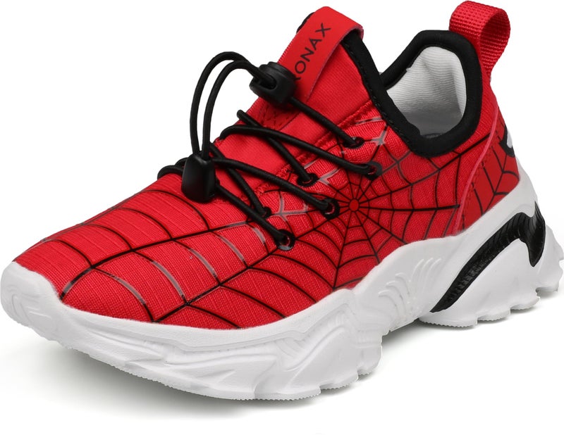 BRONAX Little Kids Slip on Shoes Boys Shoes Size 1 Comfty Light Fashion No Tie Boys Athletic Casual Walking Running Tennis Sneakers Red 33