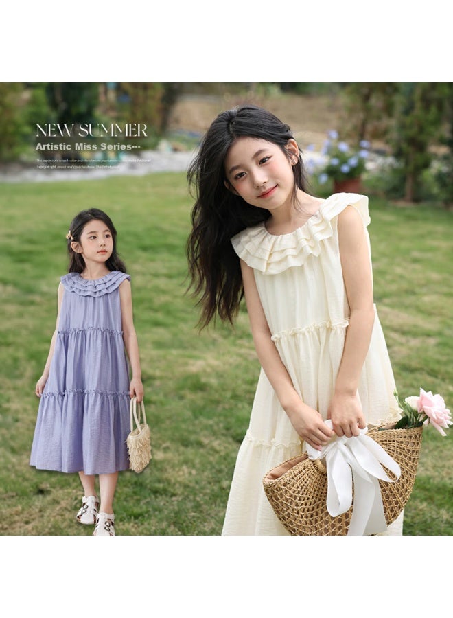 Luson Chen Da Zhu Girls' Sleeveless Dress, Summer New Style, Peter Pan Collar Children's Dress, Fashionable A-line Skirt - Image 2