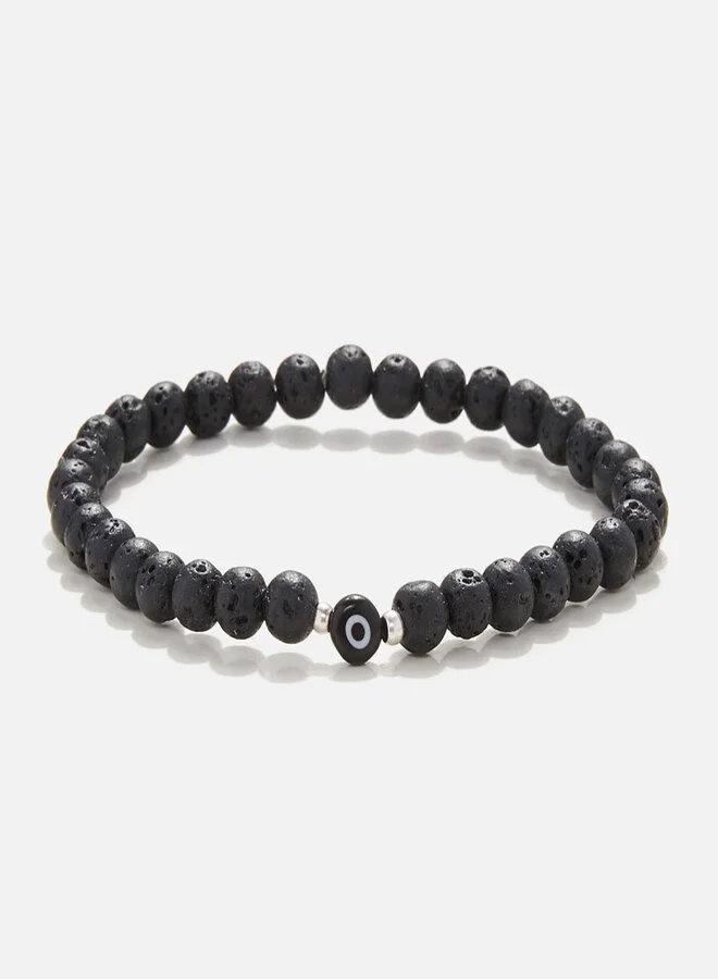 Chrysostomos Handmade Bracelet with Lava and Evil Eye For Men