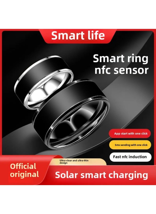 Generic - NFC Multi-function Ring Solar Android Temperature Magic Ring Black Technology With Smart Waterproof Door Ring-Color:Nfc Smart Black Size 10 Finger Circumference 62.1mm - Image 1