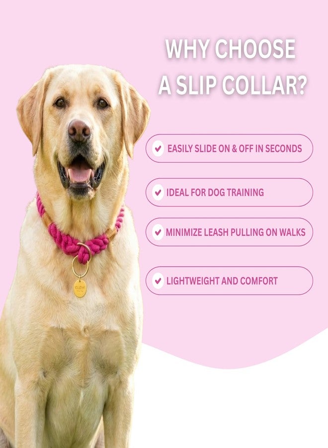 Glow Pups Rope Dog Collar Slip, Ombre Design, Durable and Comfortable for Medium and Large Dogs, Adjustable Fit, Handmade Dark Pink Rope Collar (Large) - Image 5