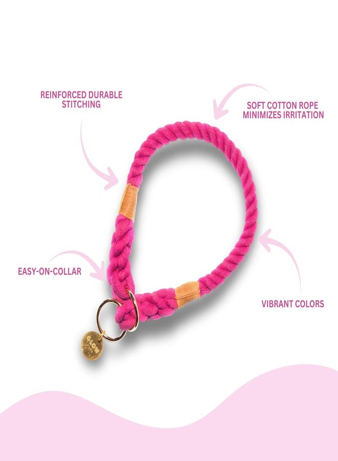 Glow Pups Rope Dog Collar Slip, Ombre Design, Durable and Comfortable for Medium and Large Dogs, Adjustable Fit, Handmade Dark Pink Rope Collar (Large) - Image 3