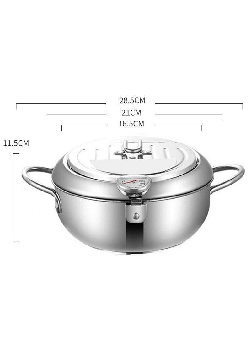 MIXDE Deep Fryer Pot, 304 Stainless Steel Tempura Fryer Pan With Temperature Control,Lid,And Oil Drip Drainer Rack For French Fries Chicken Wings And Shrimp,20cm  - Image 4