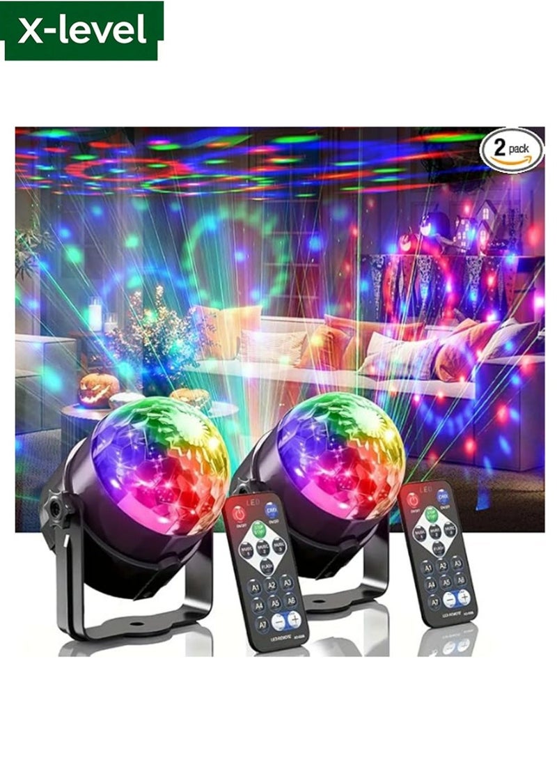 YOUGE 2PCS Disco Ball DJ Party Lights Sound Activated with Remote Control,  LED Magic Ball Light or Parties Birthday Wedding KTV Christmas Halloween Dancing Decoration Lighting Set - Image 1