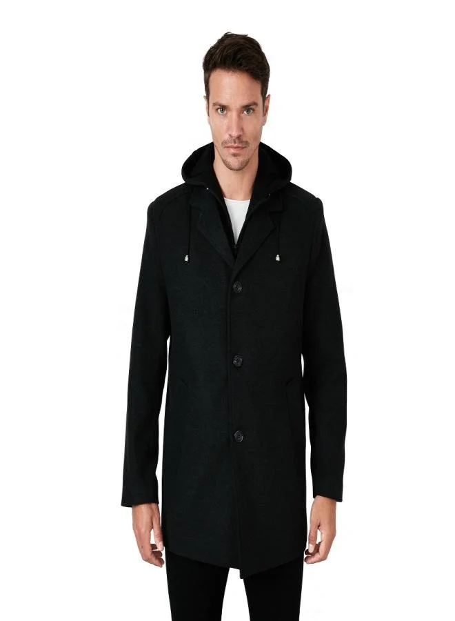 Buratti  Buratti Removable Hooded Grey Slim Fit Cashmere Coat Men's COAT 5841013 for Men | Best Price UAE