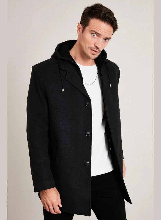 Buratti Removable Hooded Grey Slim Fit Cashmere Coat Men's COAT 5841013