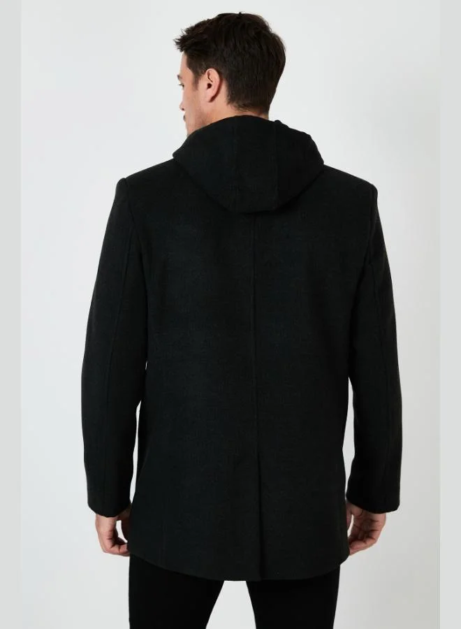 Buratti  Buratti Removable Hooded Grey Slim Fit Cashmere Coat Men's COAT 5841013 for Men | Best Price UAE