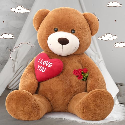 MaoGoLan Giant Teddy Bear 6 Feet I Love You Red Heart Big Dark Brown Bear Stuffed Animal Huge Valentines Teddy Bear for GirlfriendBoyfriendWifeLover Anniversary Birthday - Image 5