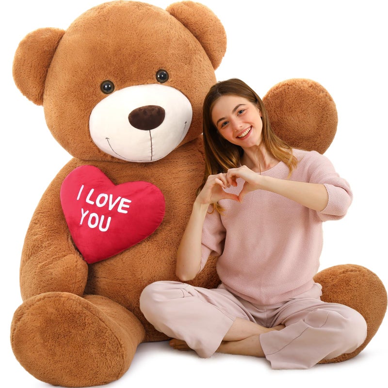 MaoGoLan Giant Teddy Bear 6 Feet I Love You Red Heart Big Dark Brown Bear Stuffed Animal Huge Valentines Teddy Bear for GirlfriendBoyfriendWifeLover Anniversary Birthday - Image 2