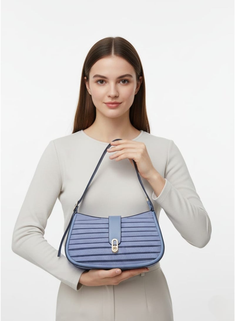 Jeans leather crossbody bag, shoulder bag with a connected strap and modern design. - Image 1