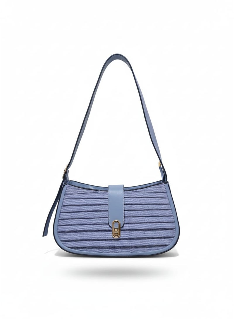 Jeans leather crossbody bag, shoulder bag with a connected strap and modern design. - Image 2