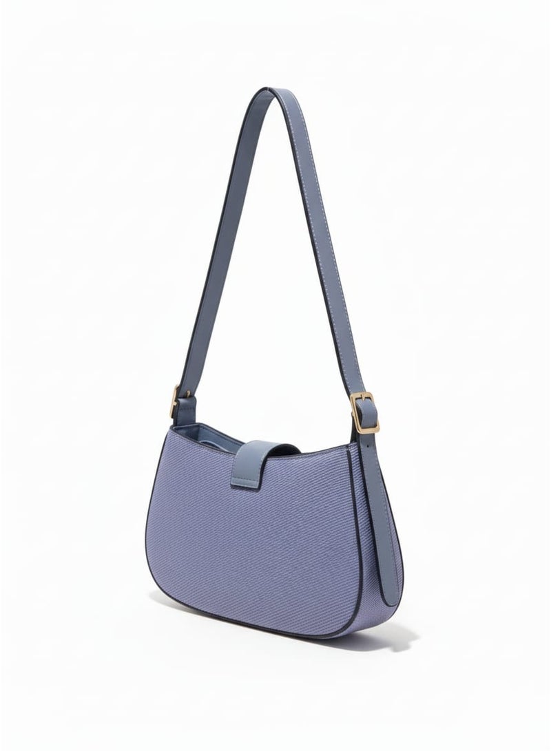 Jeans leather crossbody bag, shoulder bag with a connected strap and modern design. - Image 3