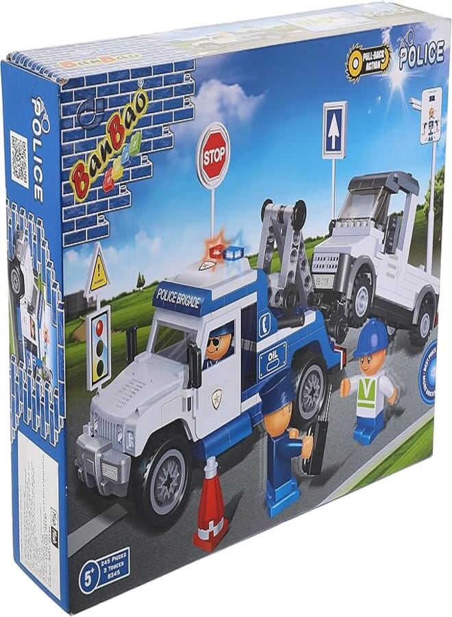 Banbao building blocks police series tow truck, multi color