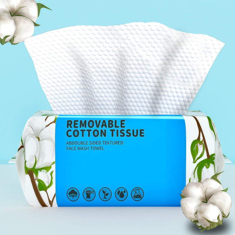 KeeiZoes Disposable Face Towel 100 Count Soft Cotton Clean Skin Face Towels Dry Wipes Cotton Facial Towels Wash Cloths Tissue Thickened Disposable Face Towelettes for Cleansing Makeup Remover and Skincare - Image 3