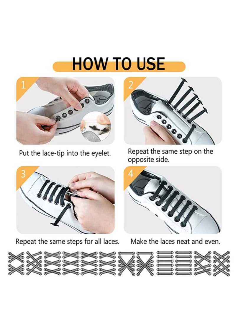 SYOSI أربطة أحذية بدون رباط للأطفال، أربطة أحذية مرنة من السيليكون المرن، أربطة أحذية سريعة الربط مقاومة للماء ولا تغسل للأحذية الرياضية وأحذية الجري والأحذية الكاجوال باللون الأبيض - Image 4