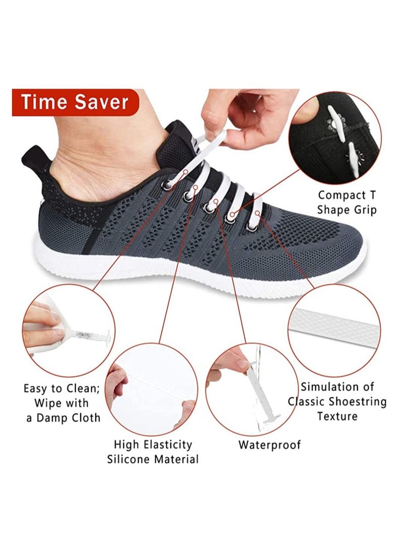 SYOSI أربطة أحذية بدون رباط للأطفال، أربطة أحذية مرنة من السيليكون المرن، أربطة أحذية سريعة الربط مقاومة للماء ولا تغسل للأحذية الرياضية وأحذية الجري والأحذية الكاجوال باللون الأبيض - Image 3