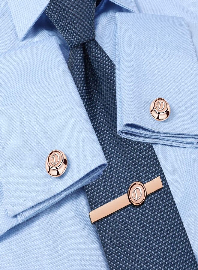 AMITER Initial Tie Clip and Cufflinks Set for Men, A-Z Letter Rose Gold Necktie Bar and Shirt Studs Cuff Links for Wedding, Anniversary, Birthday - Image 2