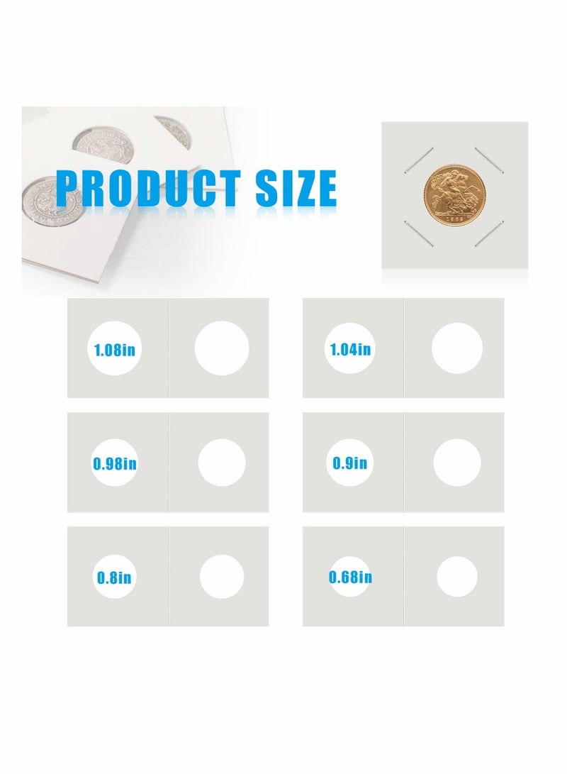 KASTWAVE 1200 Pcs 12 Sizes Coin Holders for Collectors, Cardboard Coins Flips 2 x 2 Coins Sleeves for Coins, Coin Storage Supplies for Dollars, Penny, Quarter Coins Collecting - Image 2