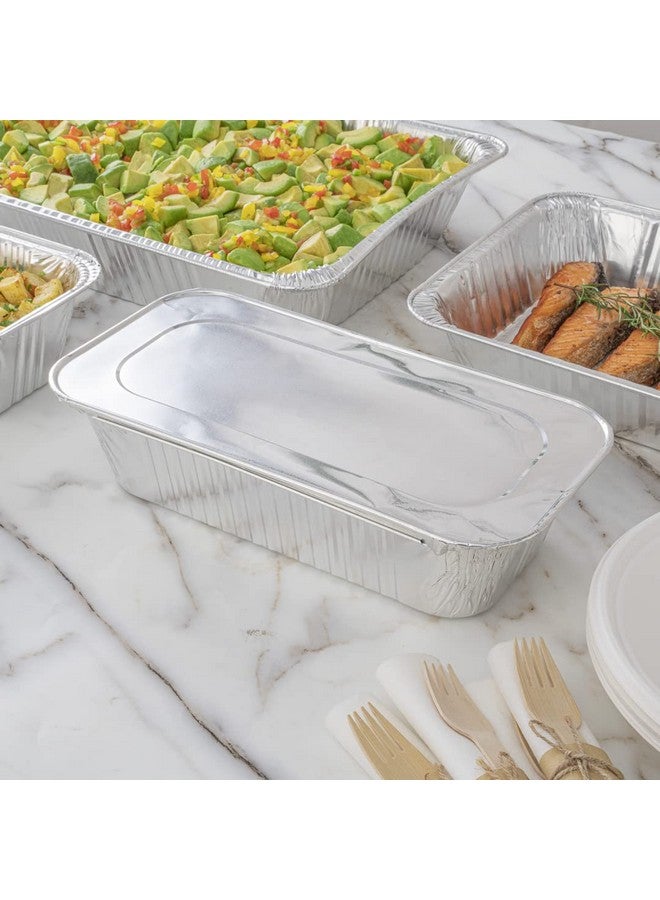 Restaurantware Restaurantware Foil Lux Foil Pan Lids, 25 Oven-Ready, Fits 1/3 Third-Size Steam Table, Silver Aluminum Disposable Baking Pan Lids - Image 4