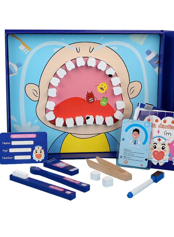 مجموعة ألعاب طبيب الأسنان من  31 قطعة خشبية للأطفال ، مجموعة ألعاب طبيب الأسنان ، ألعاب تعليمية لمرحلة ما قبل المدرسة - Image 1