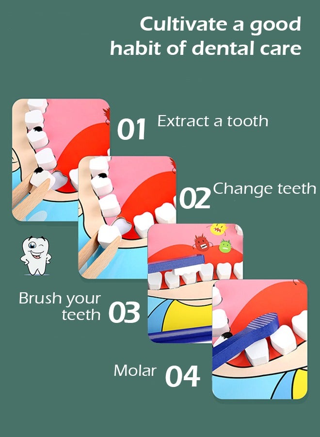 مجموعة ألعاب طبيب الأسنان من  31 قطعة خشبية للأطفال ، مجموعة ألعاب طبيب الأسنان ، ألعاب تعليمية لمرحلة ما قبل المدرسة - Image 3