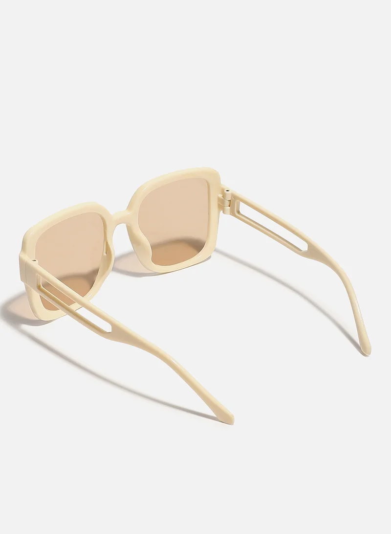 Haute Sauce Tinted Lens With Beige Frame Oversized Sunglass
