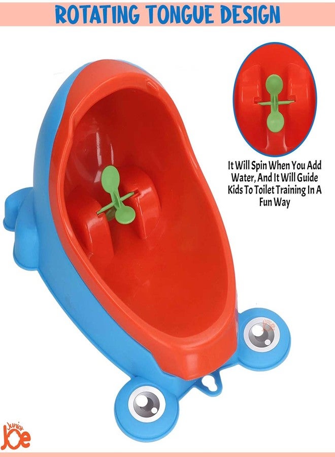 JUNIOR JOE Children's Urinal for Boy Standing Potty Training, Portable Wall Pee Trainer Urinal for Baby Boys Kids Toddler (Frog-RED Blue) - Image 4