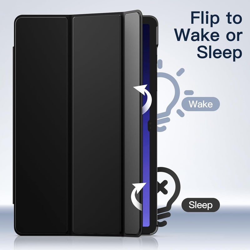 جي تيك جراب لهاتف Samsung Galaxy Tab S10 Ultra/Tab S9 Ultra مقاس 14.6 بوصة، غطاء واقٍ شفاف بحامل ثلاثي الطي، يدعم شحن قلم S Pen، خاصية الإيقاظ/السكون التلقائي، لون أسود جرافيت - Image 5