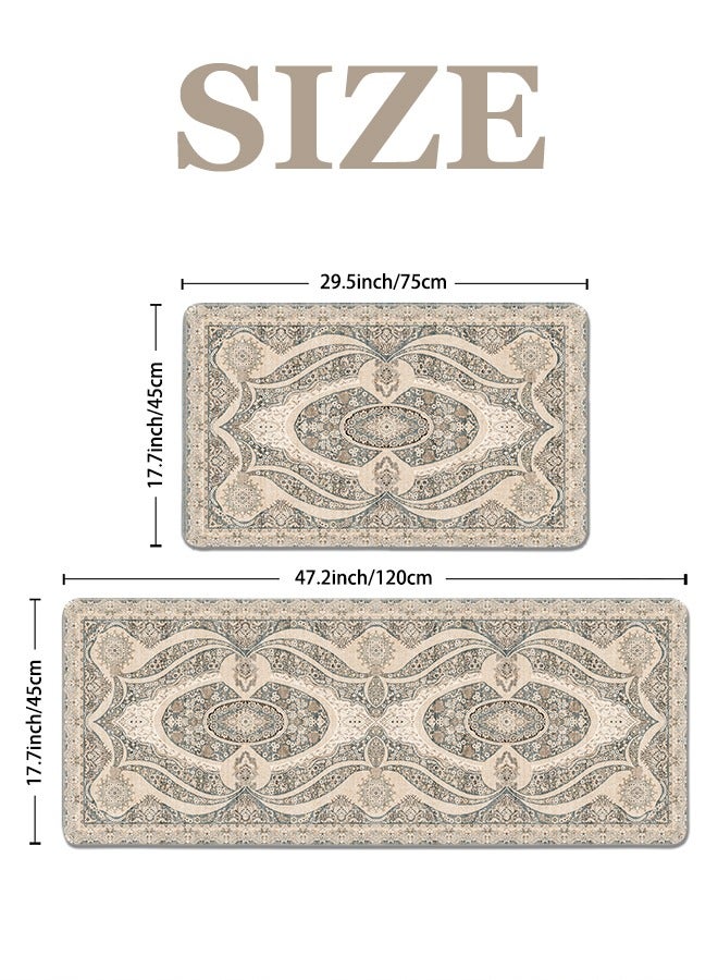 2 PCS Kitchen Floor Mats Rugs Set, Cushion Floor Carpet, Waterproof, Oil Resistant and Anti-Fatigue PU Standing Mat for Kitchen, Floor, Office, Sink, Laundry 45*75CM+45*120CM - Image 5