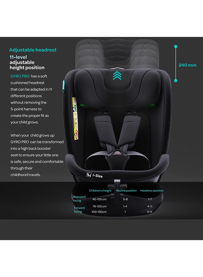 Moon Gyro Pro I-Size 360° Rotating Car Seat W/ Isofix For 40-150Cm (Group 0+,1,2,3) 0M To 12Yr – Black - Image 4