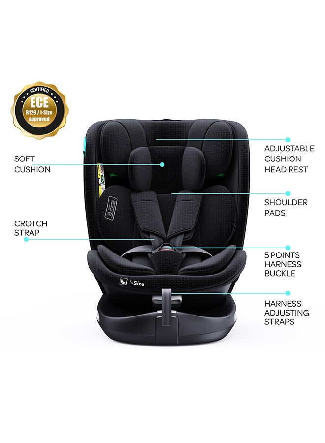 Moon Gyro Pro I-Size 360° Rotating Car Seat W/ Isofix For 40-150Cm (Group 0+,1,2,3) 0M To 12Yr – Black - Image 2