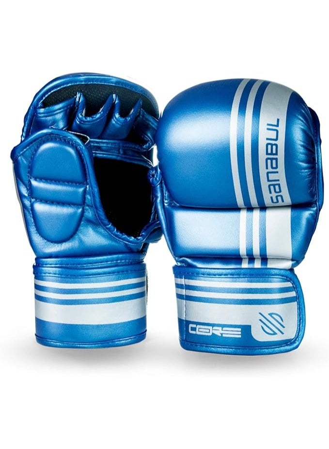 سنابول قفازات سانابول كور MMA للرجال والنساء، ٧ أونصات، فنون قتالية مختلطة MMA، تدريب على السجال والمصارعة، قفازات كيك بوكسينغ مبطنة، أزرق/فضي - Image 2