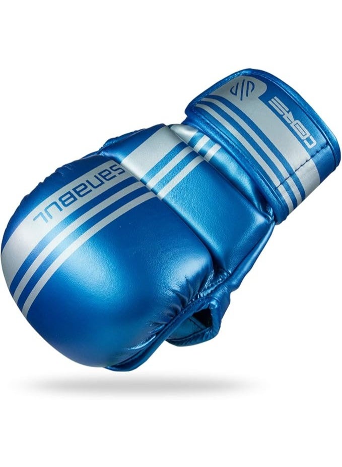 سنابول قفازات سانابول كور MMA للرجال والنساء، ٧ أونصات، فنون قتالية مختلطة MMA، تدريب على السجال والمصارعة، قفازات كيك بوكسينغ مبطنة، أزرق/فضي - Image 3