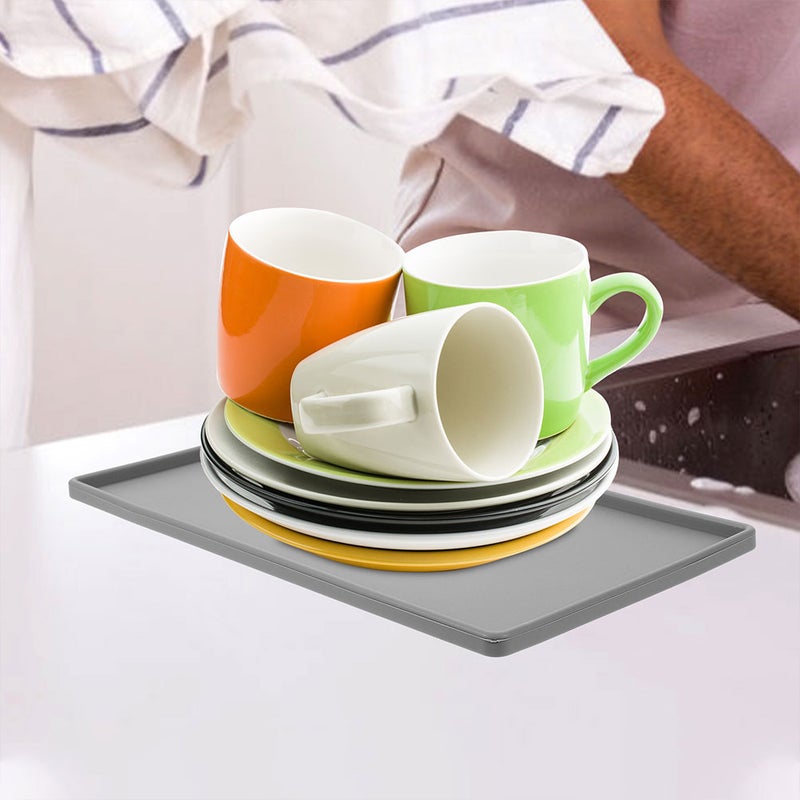 2pcs Silicone Storage Tray Nonslip Storage Plate Coffee Cups Drying Tray for Home Office - Image 2