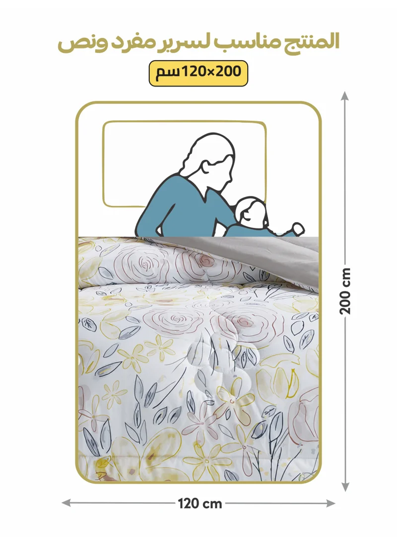 Donetella Bedding Comforter Set, twin Size Fits 120x200 cm - 4-Pcs Digital Print Quilted Bed Set, Microfiber Fabric - 1 Comforter, 1 Fitted Sheet, 1 Pillow Shams, 1 Pillowcases.