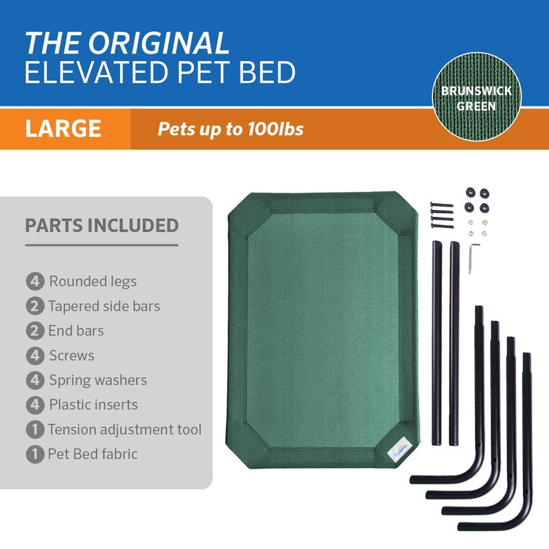 Coolaroo Gale Pacific Coolaroo The Original Cooling Elevated Dog Bed, Indoor and Outdoor, Large, Brunswick Green, 51.00" x 31.50" x 8.00" - Image 5