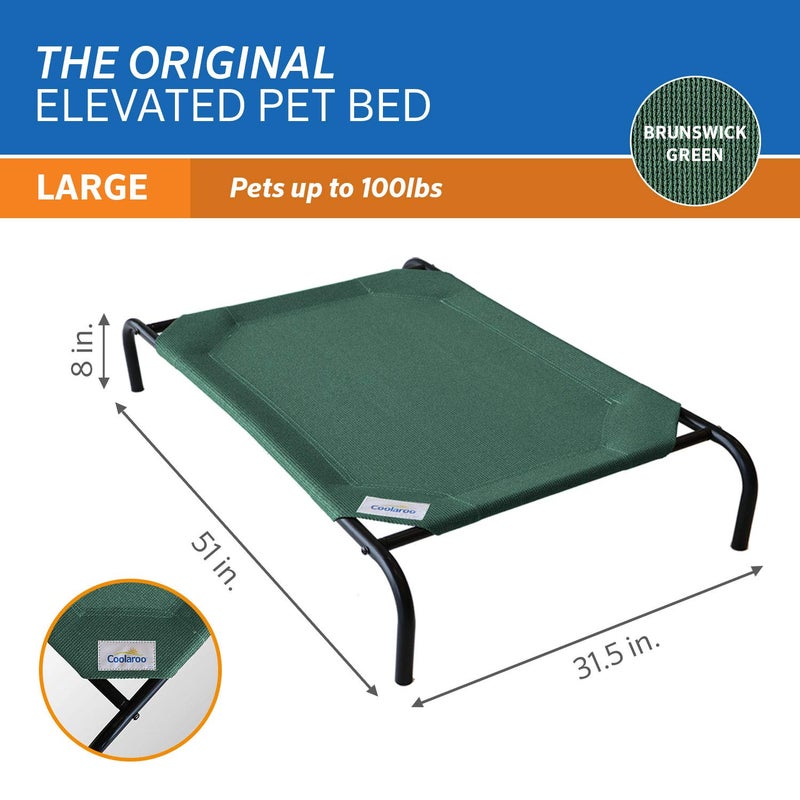 Coolaroo Gale Pacific Coolaroo The Original Cooling Elevated Dog Bed, Indoor and Outdoor, Large, Brunswick Green, 51.00" x 31.50" x 8.00" - Image 4