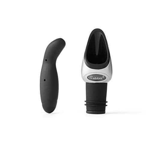rabbit Metrokane Rabbit Wine Pourer with Stopper, Black, W6116N, 1 EA - Image 1