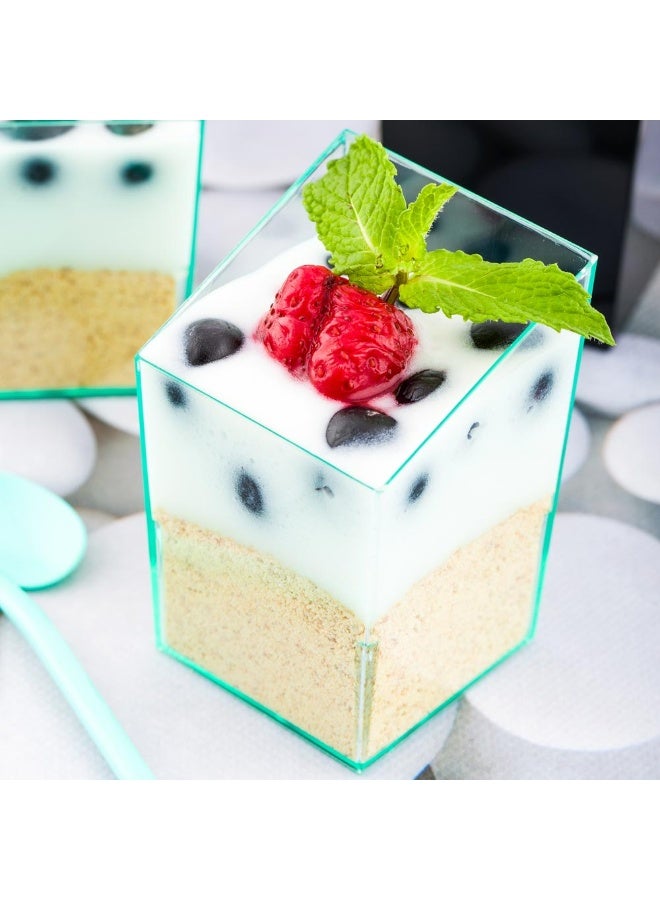 Restaurantware 3 Ounce Appetizer Cups, 100 Incline Shooter Cups - Disposable, Small, Seagreen Plastic Mini Dessert Cups, For Mousses, Parfaits, Or Jello, For Weddings Or Catering - Image 3
