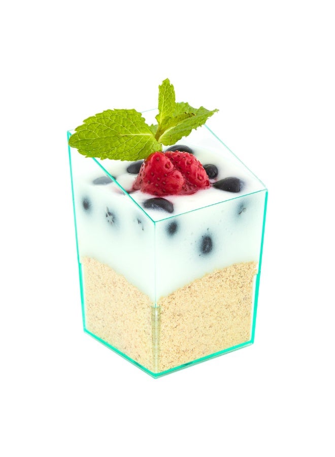 Restaurantware 3 Ounce Appetizer Cups, 100 Incline Shooter Cups - Disposable, Small, Seagreen Plastic Mini Dessert Cups, For Mousses, Parfaits, Or Jello, For Weddings Or Catering - Image 2