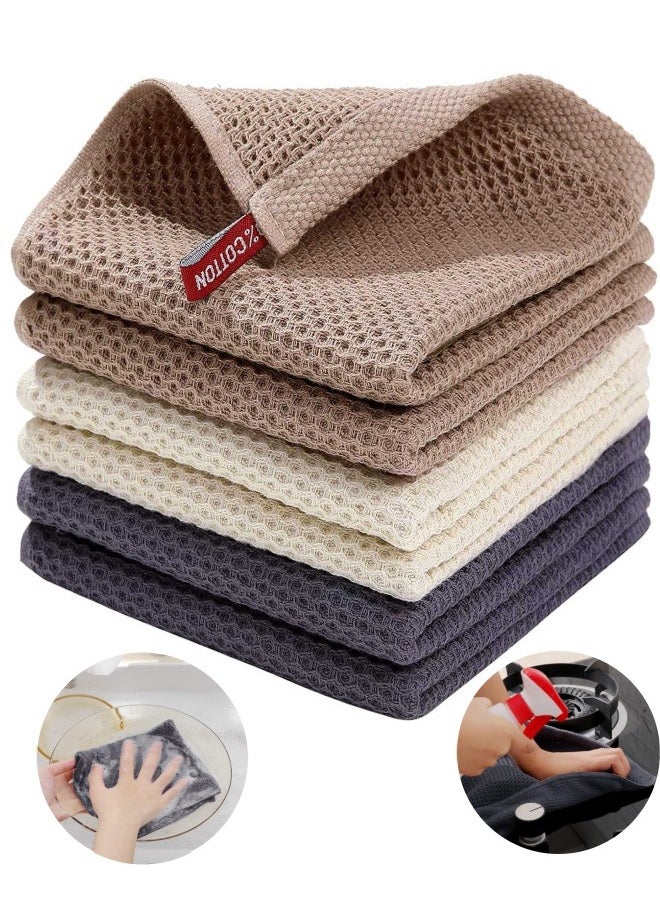 FPC 100% Cotton Waffle Weave Dish Cloths - Ultra Soft, Absorbent, Quick-Drying Kitchen Towels, 34x34 cm, 4-Pack (Mixed Colors)  - Image 1