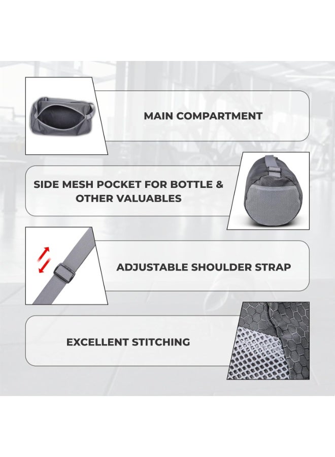 Nivia Basic Duffle Polyester Bag for Men & Women, Gym Bags, Adjustable Shoulder Strap, Side Mesh Pocket, Gym Duffle Bag (Grey),Capacity-11 liters - Image 2
