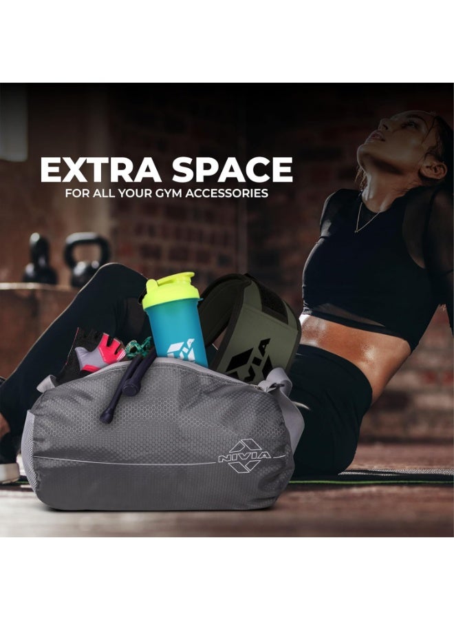 Nivia Basic Duffle Polyester Bag for Men & Women, Gym Bags, Adjustable Shoulder Strap, Side Mesh Pocket, Gym Duffle Bag (Grey),Capacity-11 liters - Image 4